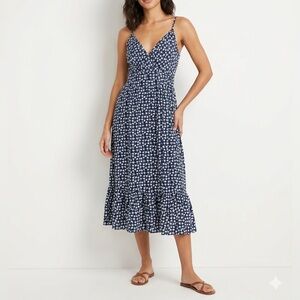 AUW Navy and White Floral Maxi Dress